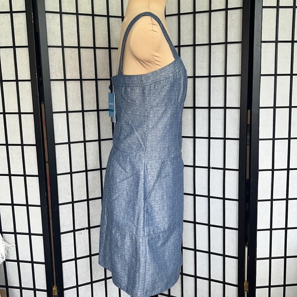 Derek Lam Blue Button Front Wide Strap Dress 10 - Picture 3 of 13